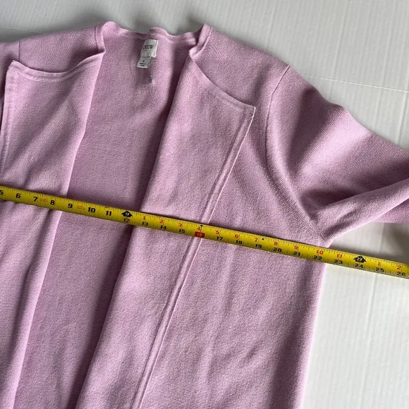 J.Crew Juliette Collarless Open Cardigan Pink Knit Sweater Blazer Pockets Size L