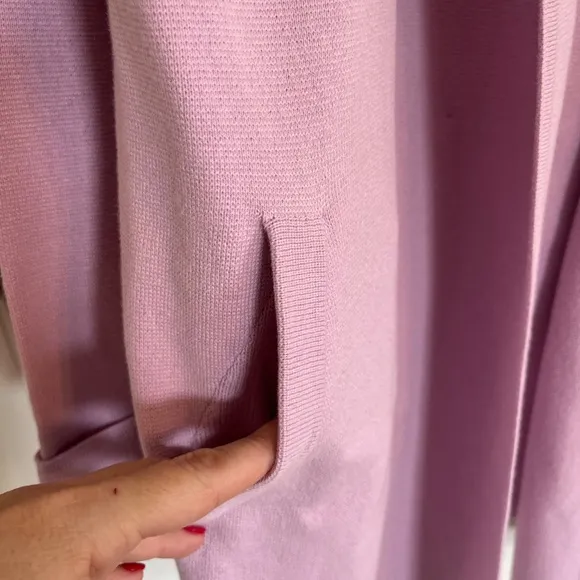 J.Crew Juliette Collarless Open Cardigan Pink Knit Sweater Blazer Pockets Size L