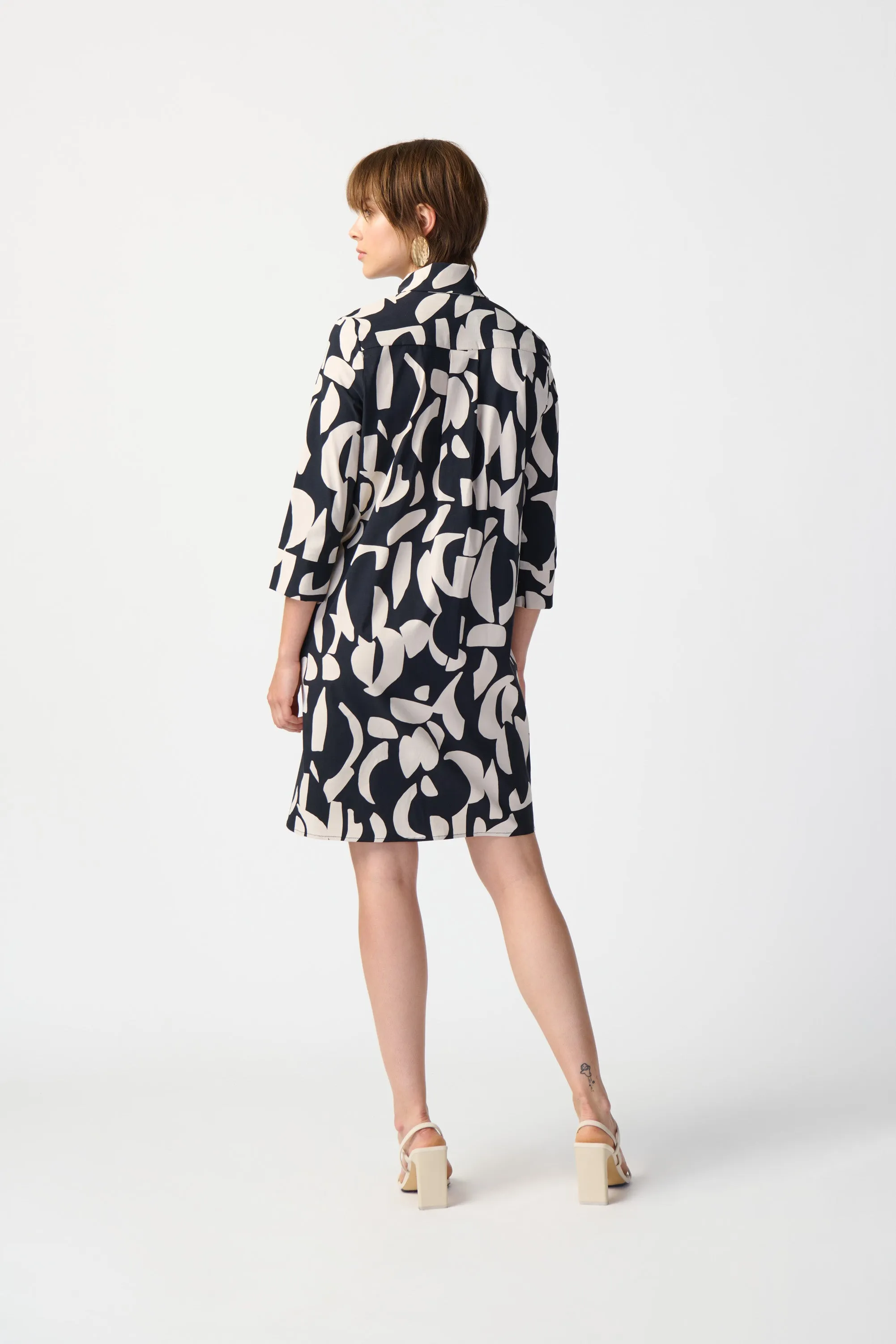 Joseph Ribkoff Abstract Print Stretch Poplin Trapeze Dress