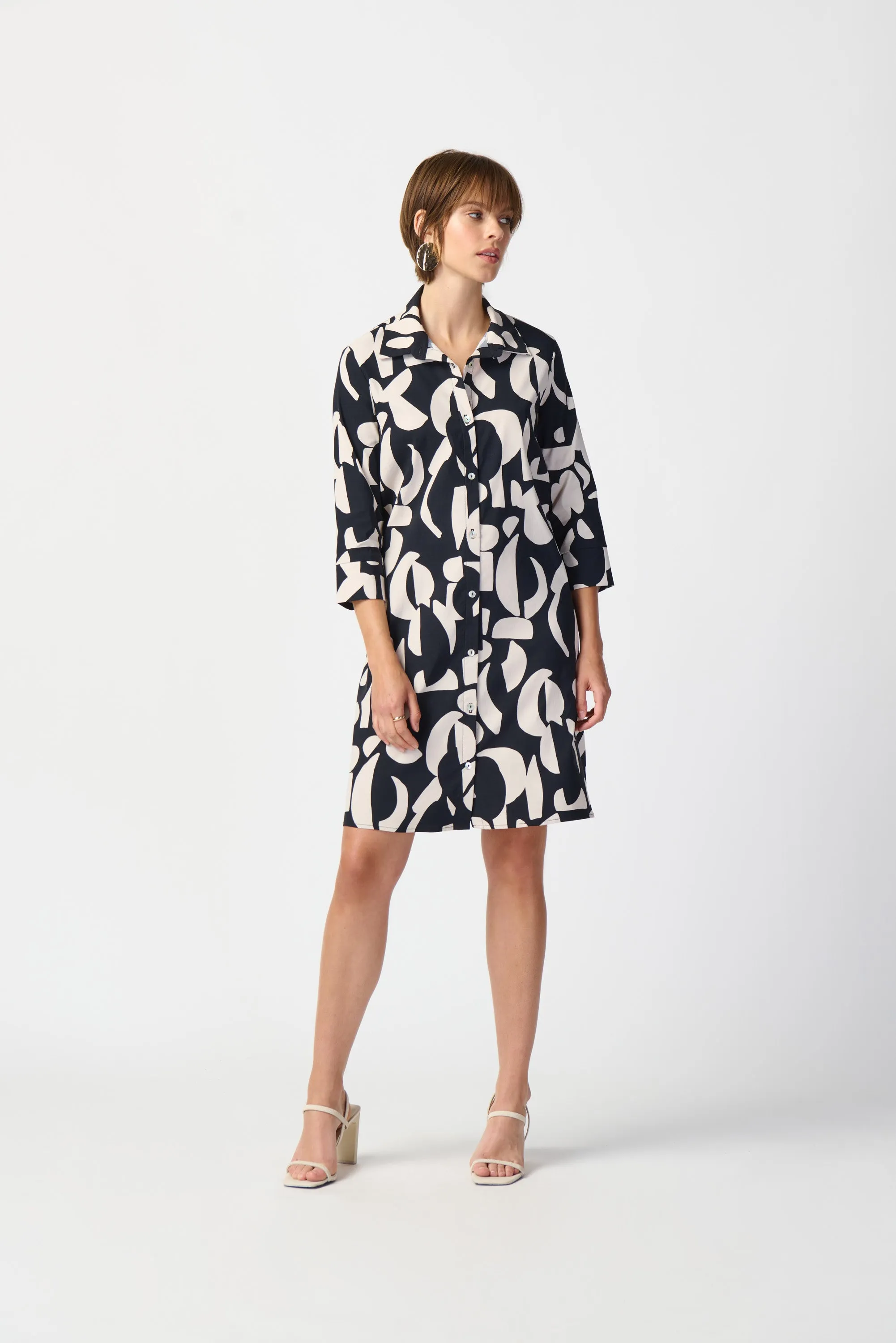 Joseph Ribkoff Abstract Print Stretch Poplin Trapeze Dress