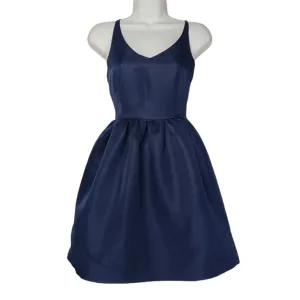 L'ATISTE By Amy Criss Cross Back Sleeveless Fit and Flare Navy Blue Dress