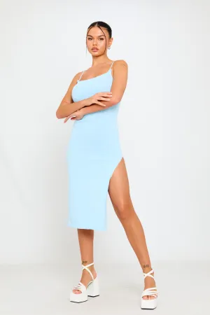 Light Blue One-Shoulder Midi Dress | Sleek & Chic | Effortless Elegance