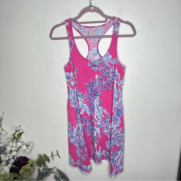 LILLY PULITZER Monterey Dress Pink Samba Coral Blue {L22}