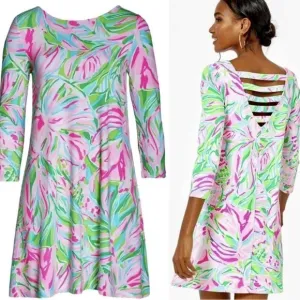 Lilly Pulitzer Ophelia Dress Crock My World, bright floral preppy A-line dress M