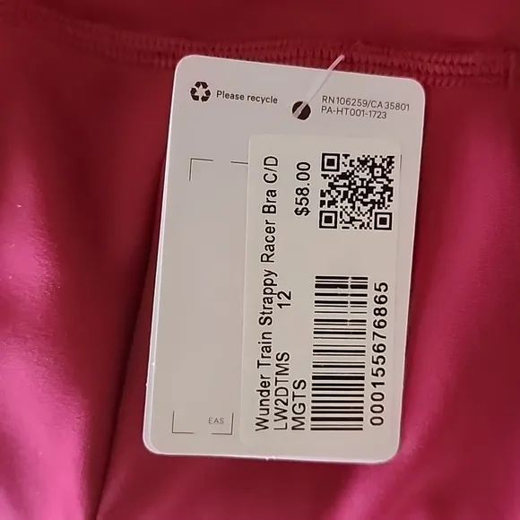 Lululemon Wunder Train Strappy Racer Bra C/D In Magenta Smoke NWT