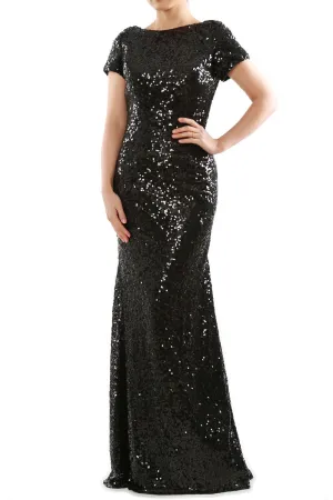 MACloth Mermaid Cap Sleeves Sequin Long Bridesmaid Formal Dress Evening Gown