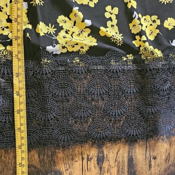 Michael Kors Black Yellow Floral Midi Slip Dress XS