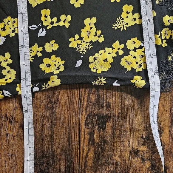 Michael Kors Black Yellow Floral Midi Slip Dress XS