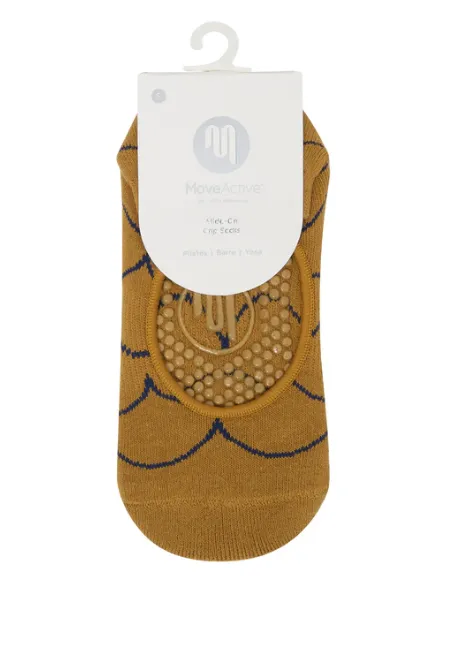 MoveActive Slide On Non Slip Grip Sock - Scallop Mustard