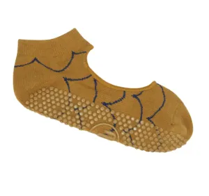 MoveActive Slide On Non Slip Grip Sock - Scallop Mustard
