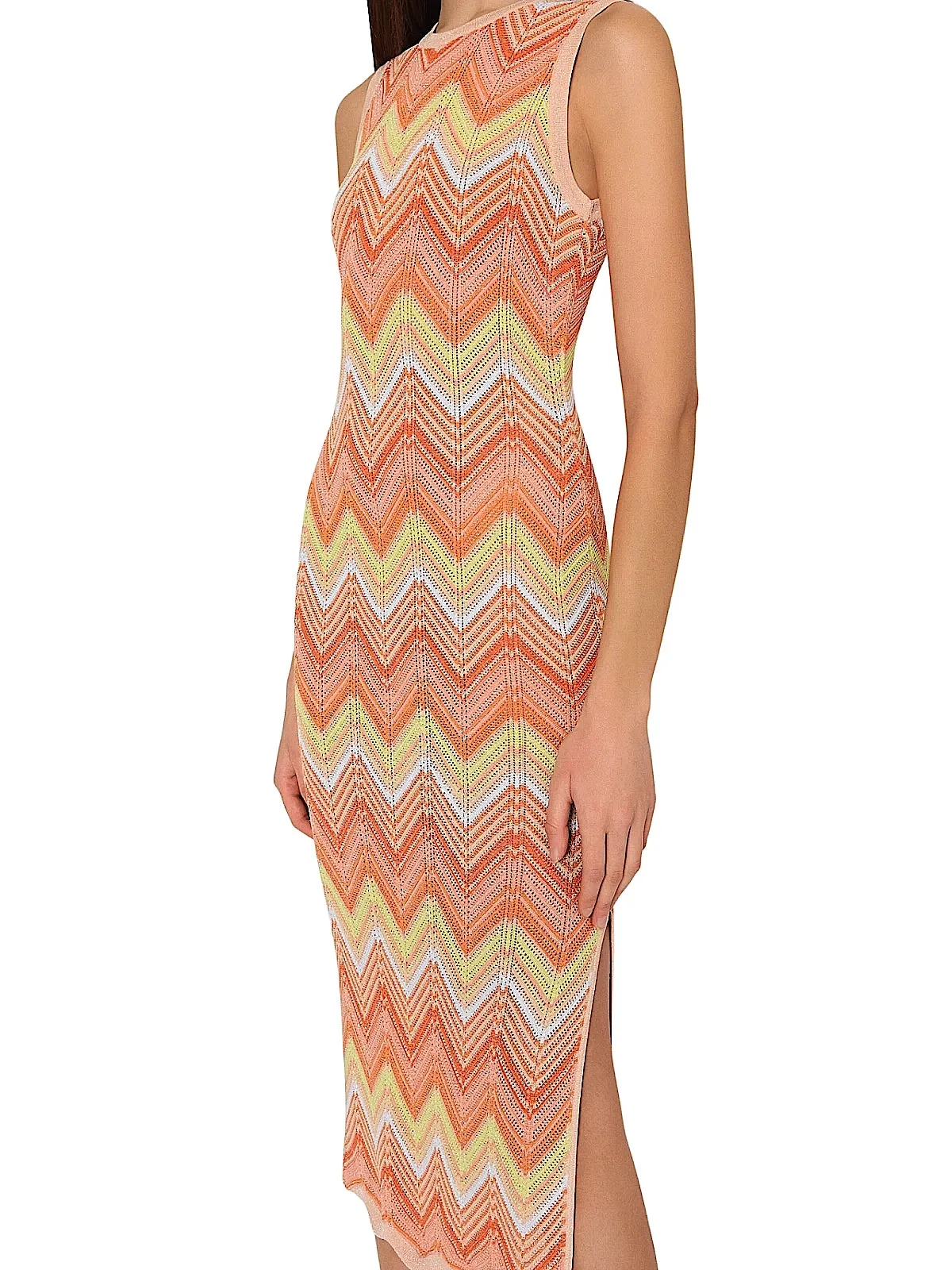 Multi Zig Zag Sleeveless Midi Dress