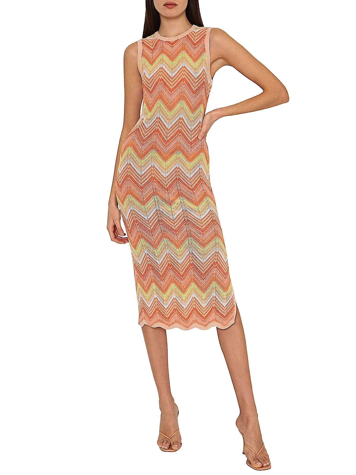 Multi Zig Zag Sleeveless Midi Dress