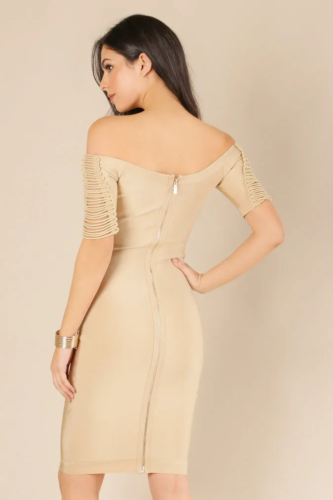 Nancy Off Shoulder Strappy Bandage Dress