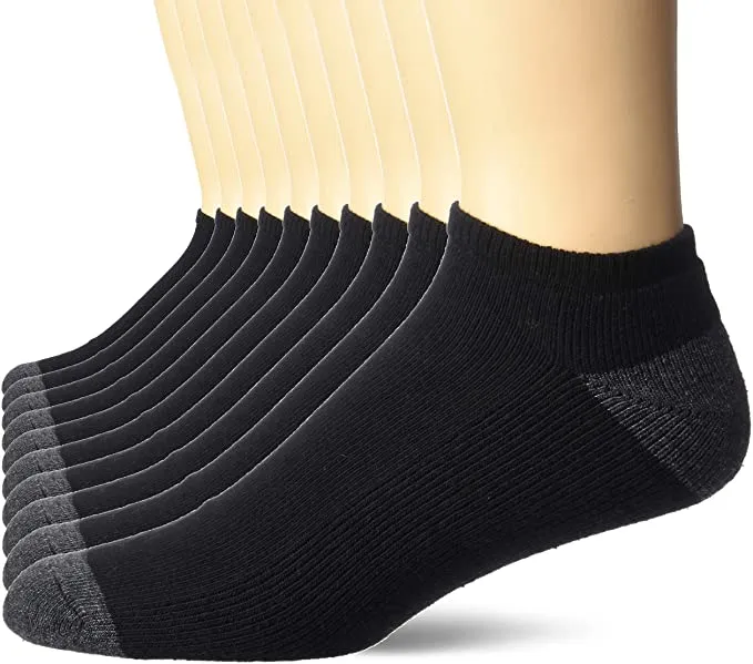 New Amazon Essentials Men's Standard 10-Pack Cotton Half Cushioned Low Cut Socks, Black/Grey, shoe size 6-12