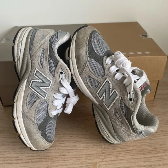 New Balance 990 Grey/White Kids Sneakers- SZ 12 C