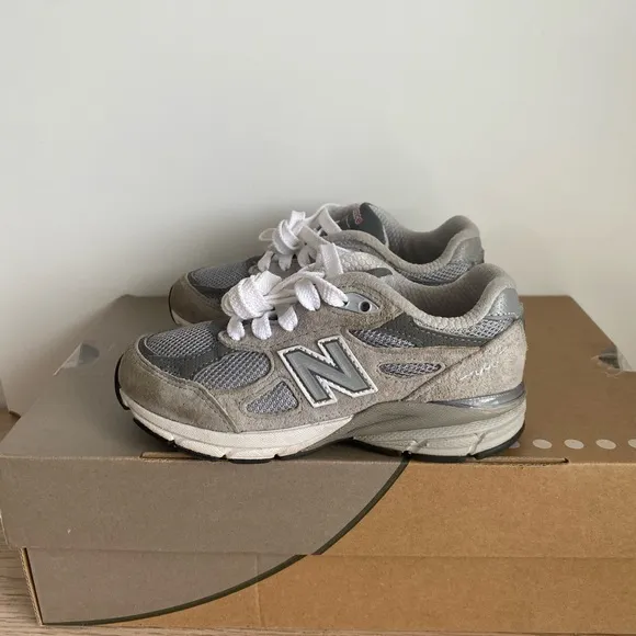 New Balance 990 Grey/White Kids Sneakers- SZ 12 C