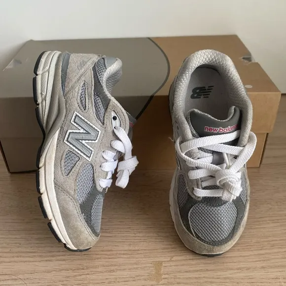 New Balance 990 Grey/White Kids Sneakers- SZ 12 C