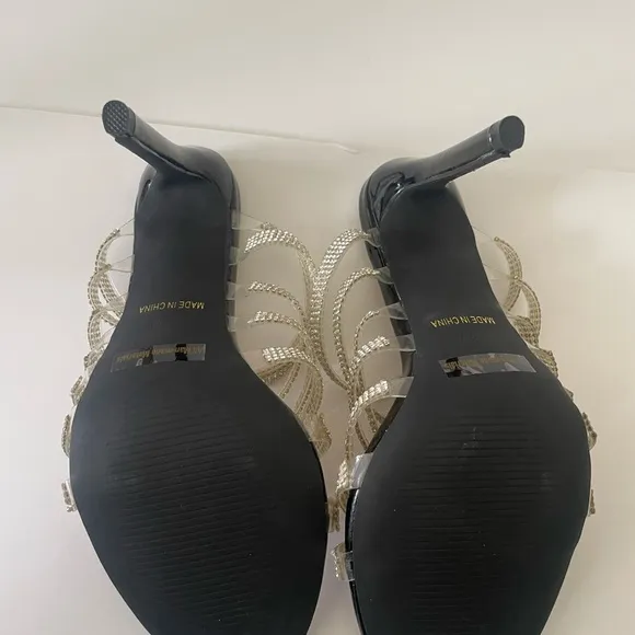 New rhinestone strappy slip on heel | party crystal heels| size 8