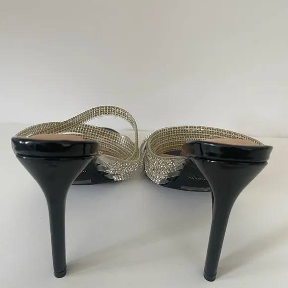New rhinestone strappy slip on heel | party crystal heels| size 8
