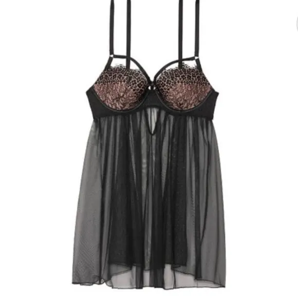 New Victoria’s Secret Strappy Lace Tulle Babydoll Nightie Lingerie Size 36D NWT