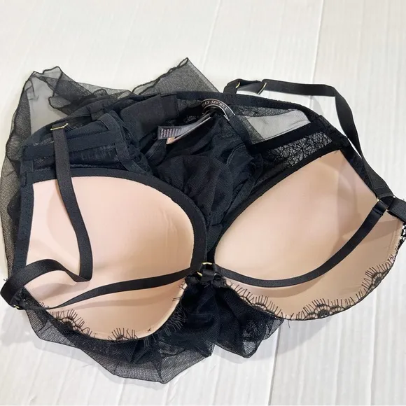 New Victoria’s Secret Strappy Lace Tulle Babydoll Nightie Lingerie Size 36D NWT