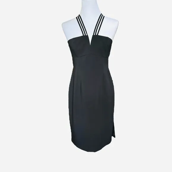 NWT Aidan Mattox Black Strappy Cocktail Dress | Size 8 | New Years Eve Party