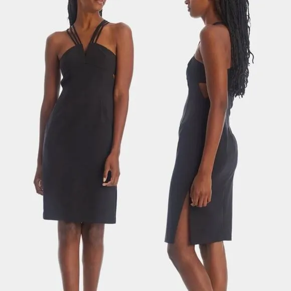 NWT Aidan Mattox Black Strappy Cocktail Dress | Size 8 | New Years Eve Party