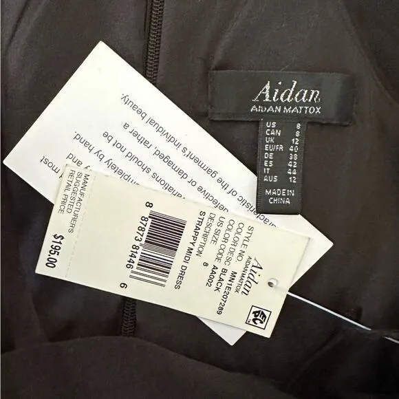 NWT Aidan Mattox Black Strappy Cocktail Dress | Size 8 | New Years Eve Party