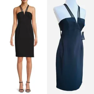 NWT Aidan Mattox Black Strappy Cocktail Dress | Size 8 | New Years Eve Party