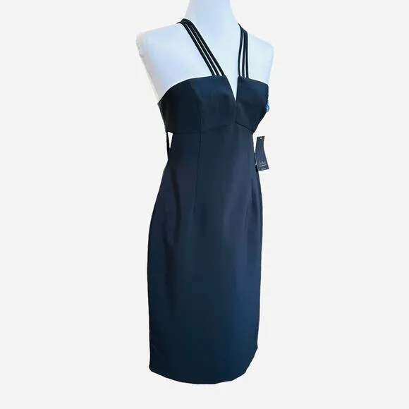 NWT Aidan Mattox Black Strappy Cocktail Dress | Size 8 | New Years Eve Party