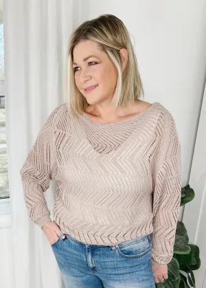 Open Knit Boat Neck Top