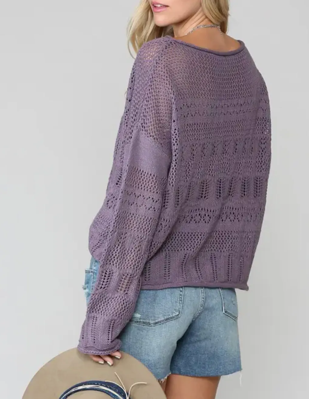OPEN-KNIT COTTON-BLEND SWEATER