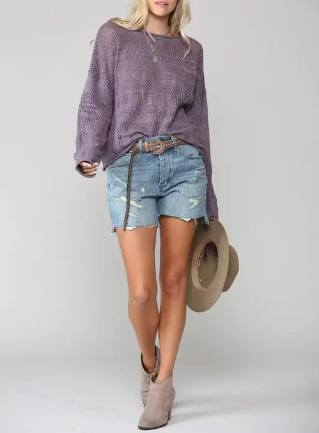 OPEN-KNIT COTTON-BLEND SWEATER