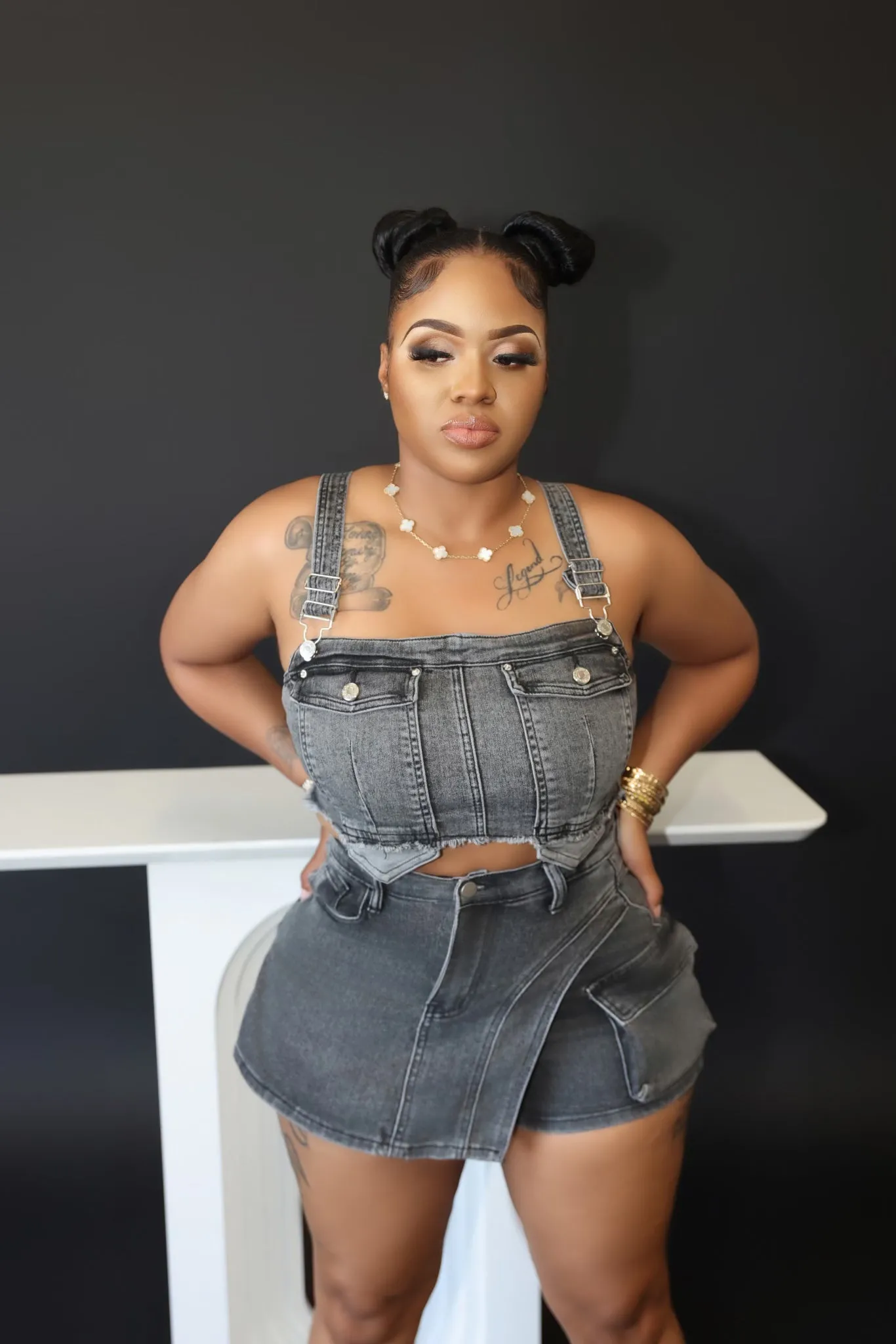 “Overall” Denim Crop Top