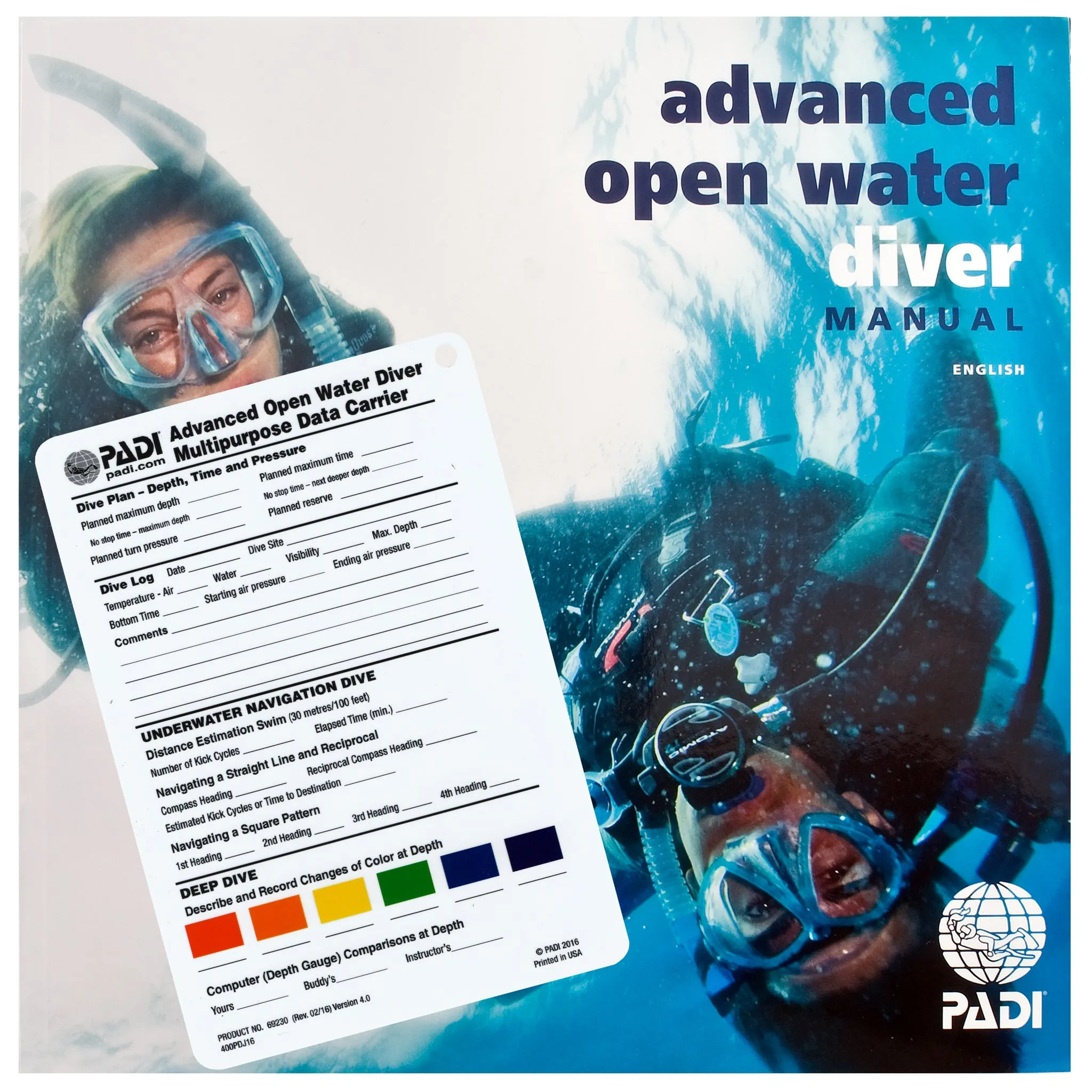 PADI Advanced Open Water Manual with Data Carrier