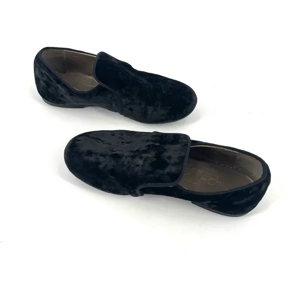 Papanatas Black Velvet Smoking Slip On Loafer Flat
