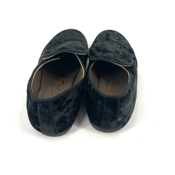 Papanatas Black Velvet Smoking Slip On Loafer Flat