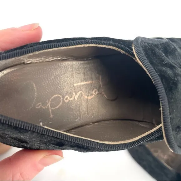 Papanatas Black Velvet Smoking Slip On Loafer Flat