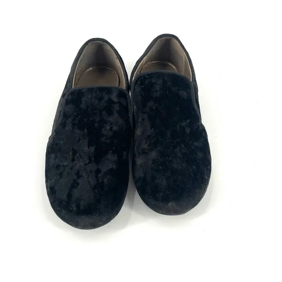 Papanatas Black Velvet Smoking Slip On Loafer Flat
