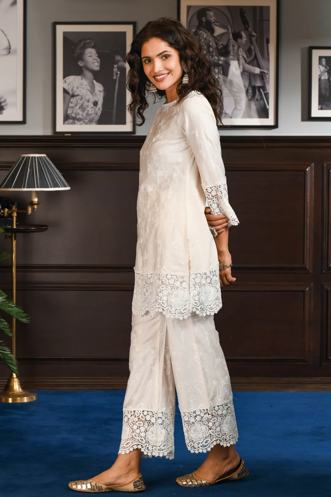 Pima Satin Yuki Kurta With Yuki Pyajama