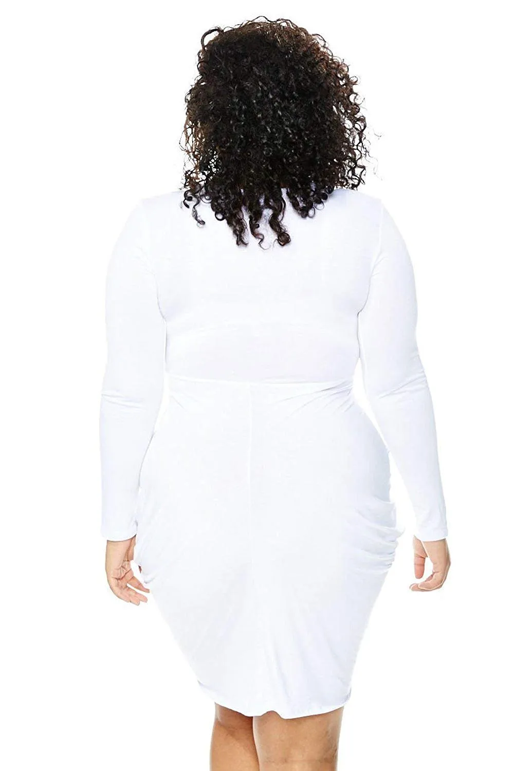 POSESHE Womens Plus Size Deep V Neck Bodycon Wrap Dress with Front Slit