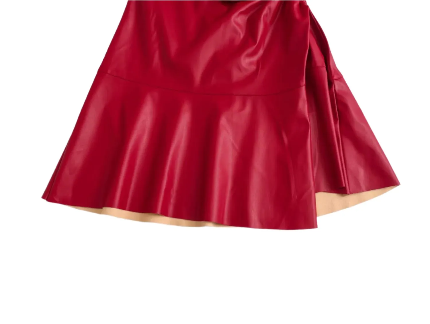 PU Short Sleeve Asymmetric Hem Mini Dress