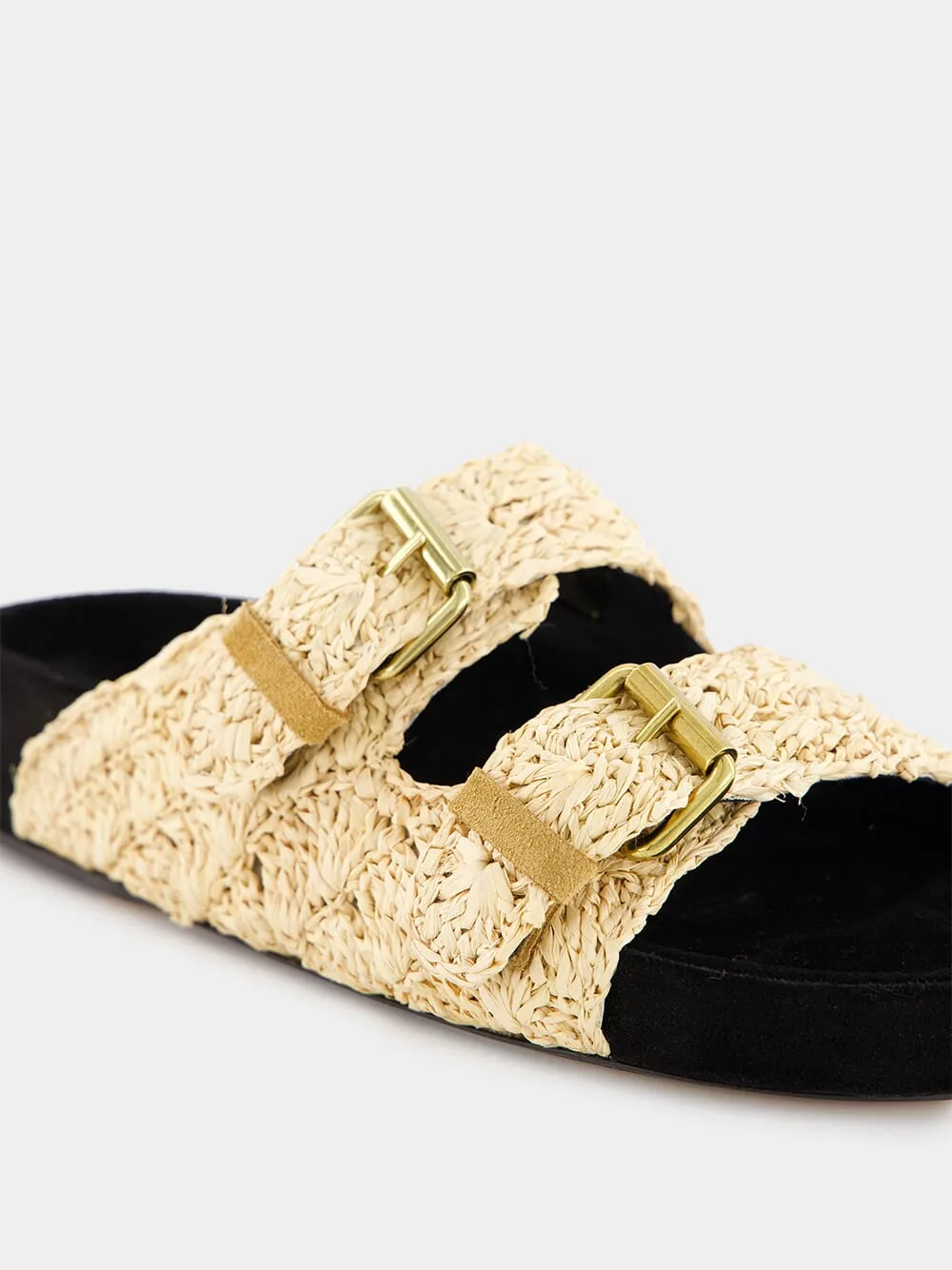 Raffia Buckle-Strap Sandals
