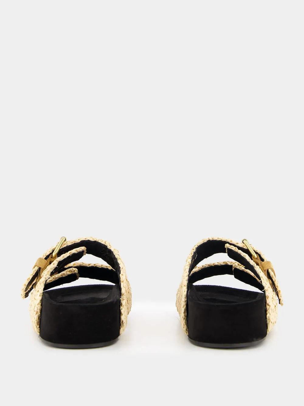 Raffia Buckle-Strap Sandals