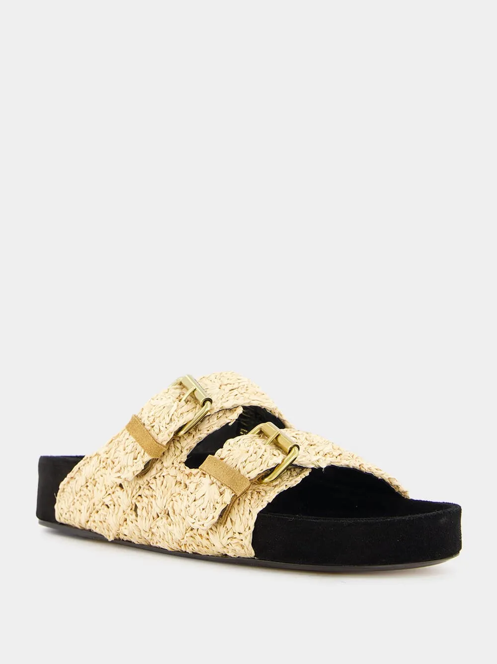 Raffia Buckle-Strap Sandals