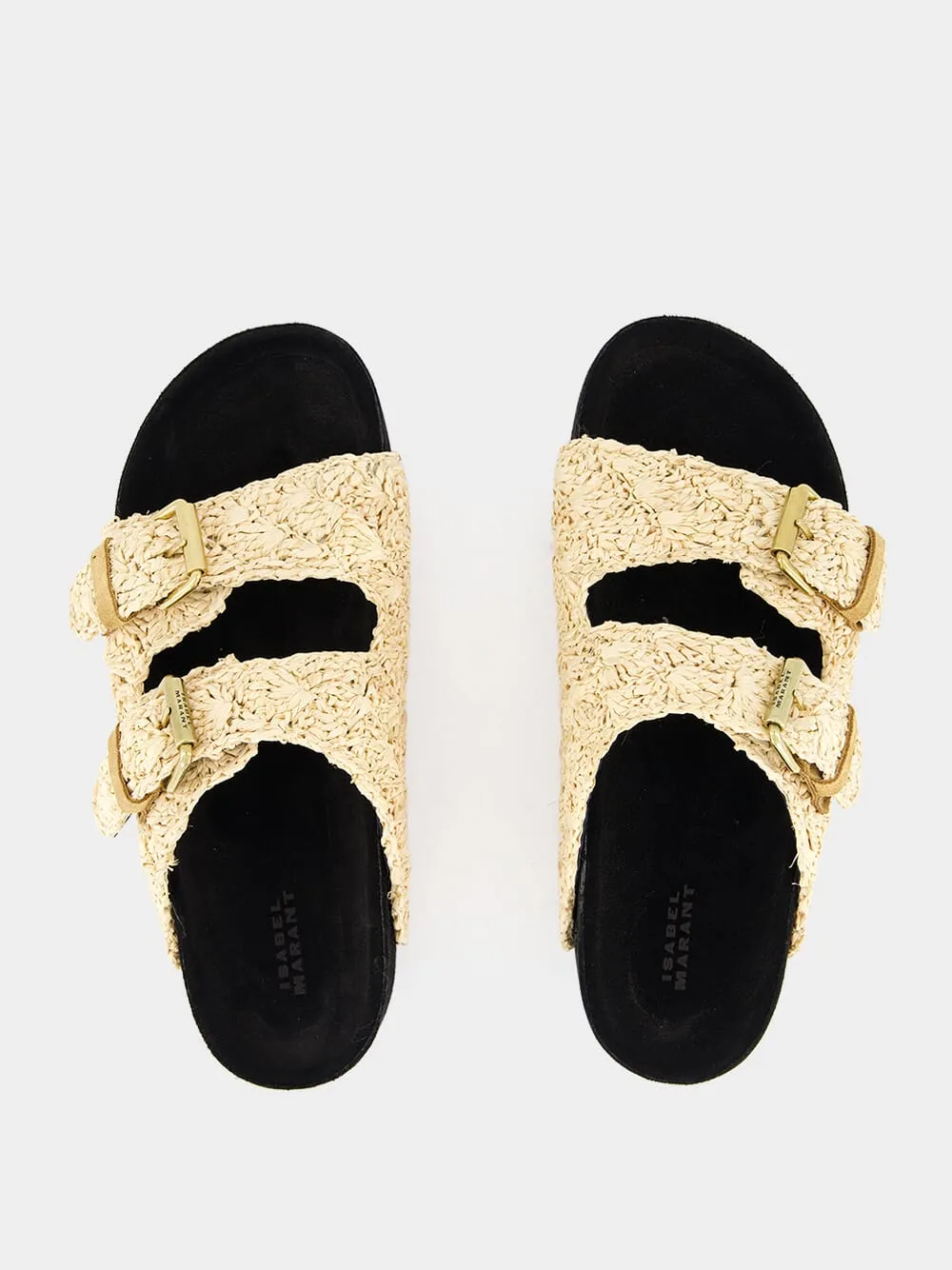Raffia Buckle-Strap Sandals