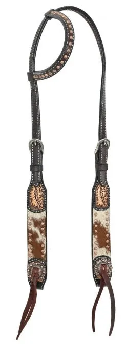 Rafter T Ranch Hair On with Floral Spots Single Ear Headstall