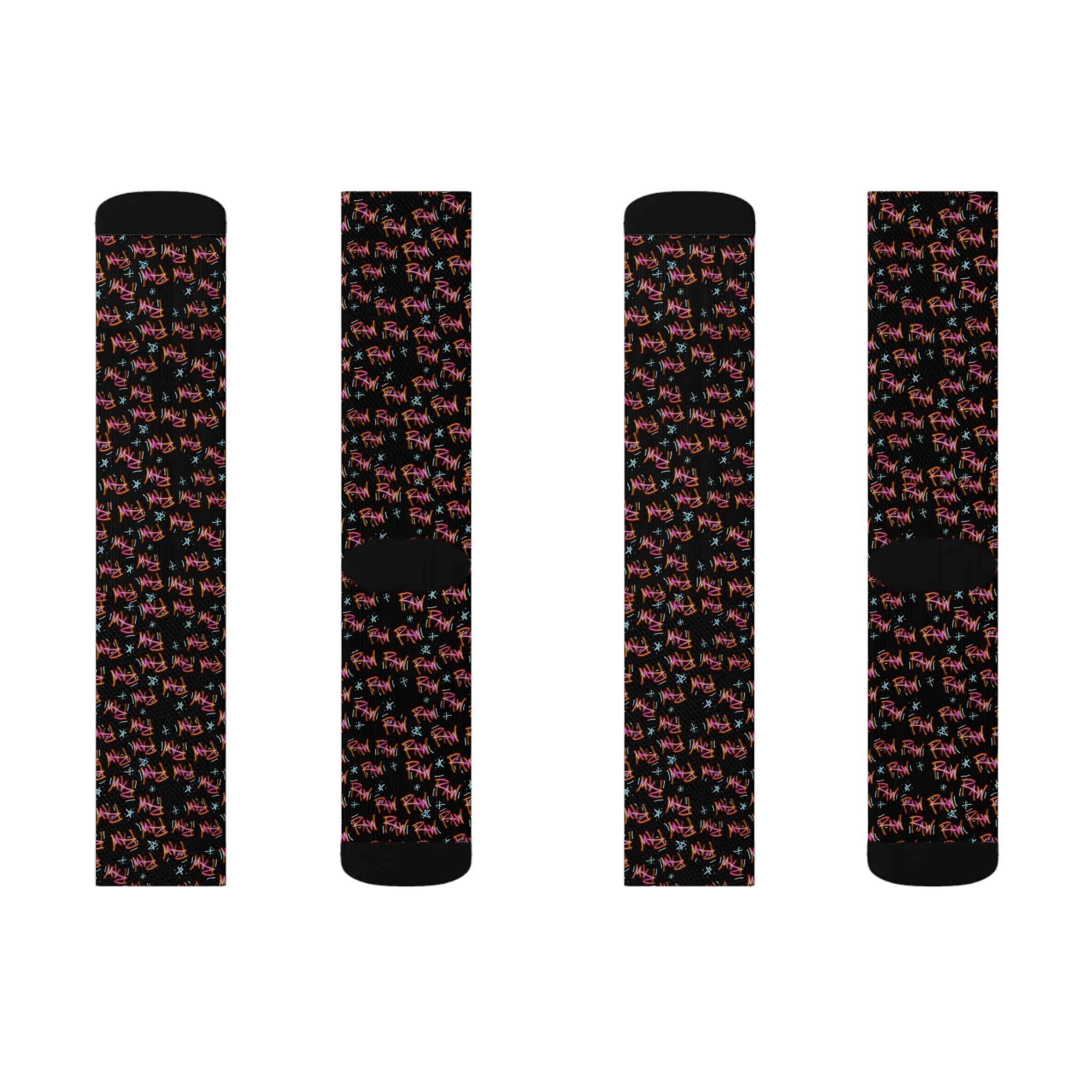 Raw Sushi "raw print" OG SOCKS blk