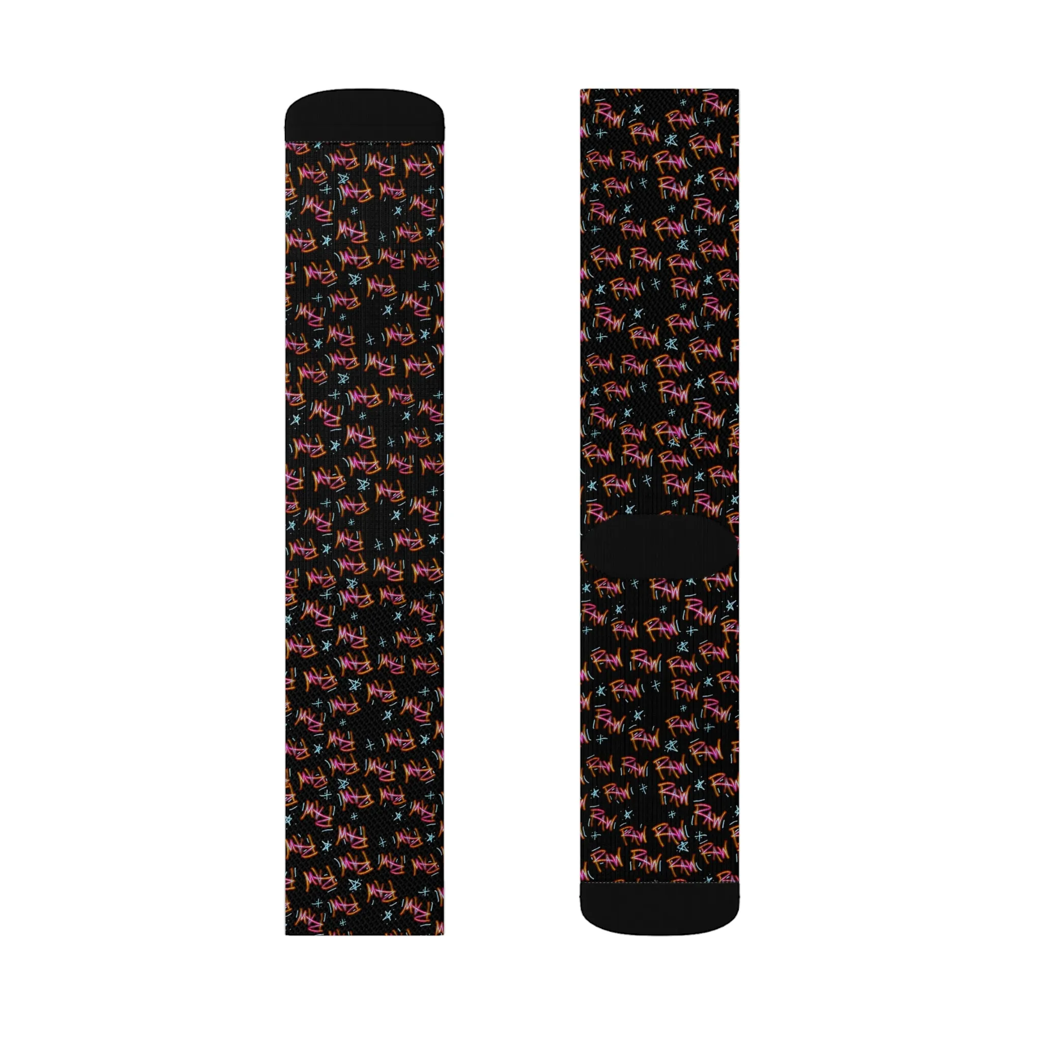 Raw Sushi "raw print" OG SOCKS blk