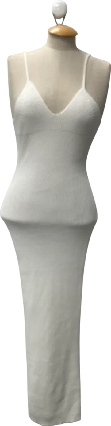 Re_ Style White Knitted Strappy V Neck Midaxi Dress UK 8